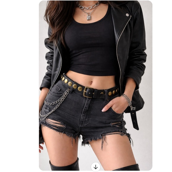 GAP Accessories - Gap Black Studded Leather Belt Size M